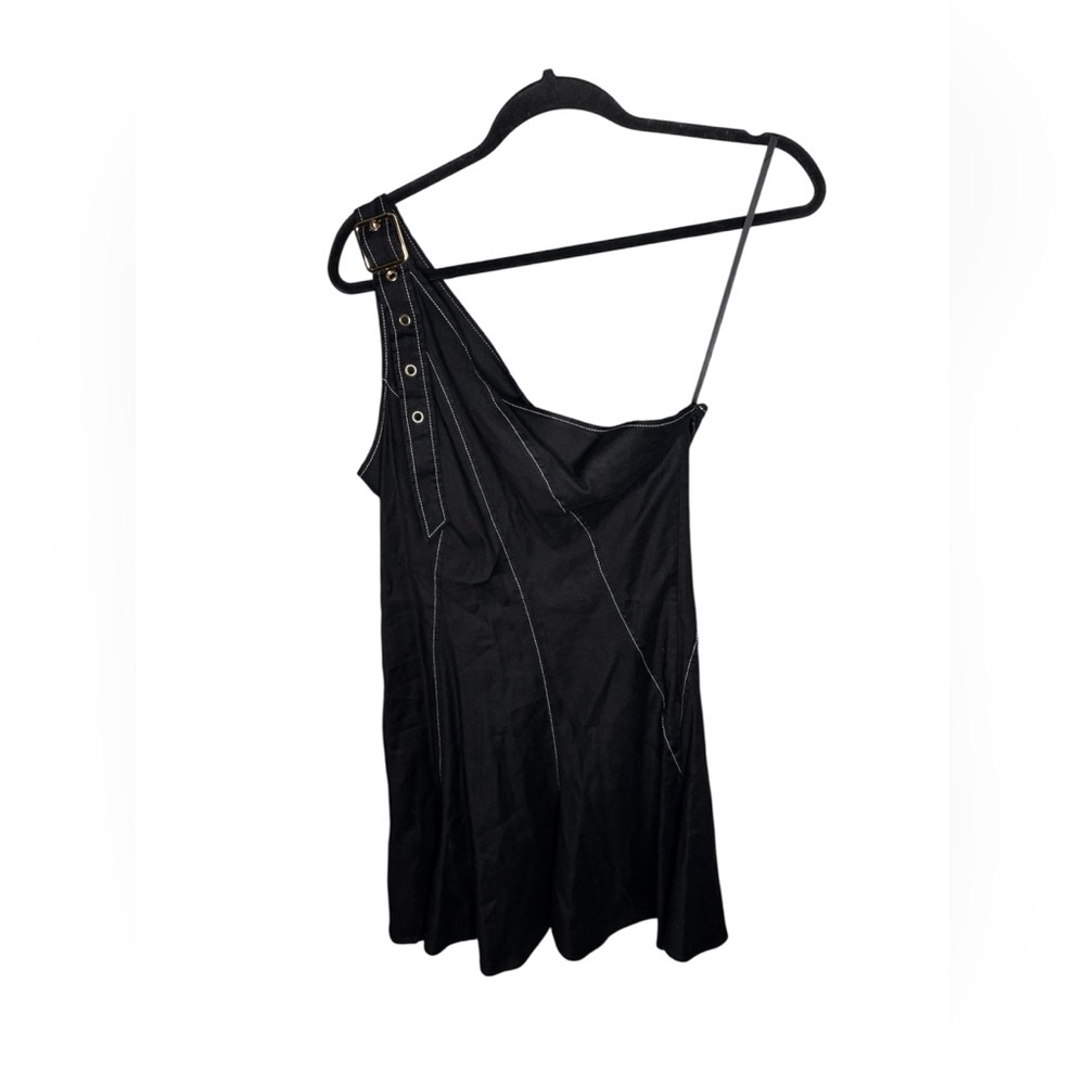 Anthropologie Linen One-Shoulder Seamed Mini Dress size small - Picture 3 of 5